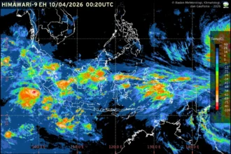 Prakiraan cuaca Indonesia 10 April 2026 didominasi hujan ringan dengan potensi petir di sejumlah kota besar.