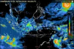 Visual prakiraan cuaca BMKG menunjukkan sebaran awan hujan yang mendominasi wilayah Indonesia pada 16 April 2026.