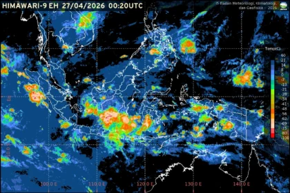 Hujan ringan hingga lebat diprediksi mendominasi cuaca di berbagai ibu kota provinsi Indonesia pada 27 April 2026.