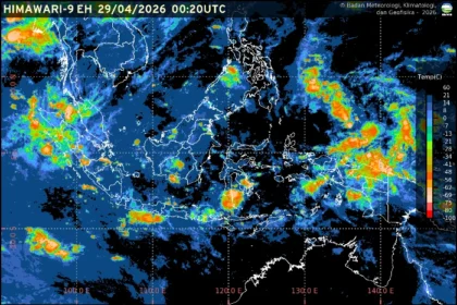 BMKG memprediksi sebagian besar wilayah Indonesia diguyur hujan pada 29 April 2026 dengan variasi intensitas dan potensi petir.