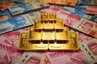 Harga emas Antam anjlok tajam di awal pekan, turun Rp42.000 per gram.