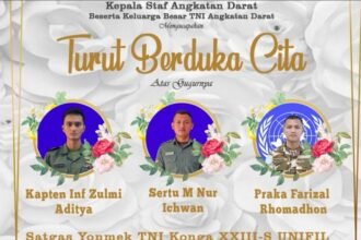 Tiga Prajurit TNI yang Gugur di Lebanon Terima Kenaikan Pangkat Anumerta dan Santunan Rp1,8 Miliar