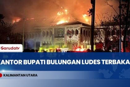 BREAKING NEWS - Kantor Bupati Bulungan Terbakar, Petugas Berjibaku Padamkan Api