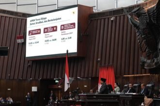 Presiden Prabowo Subianto memaparkan target pertumbuhan ekonomi Indonesia 2027 dalam Rapat Paripurna DPR RI di Kompleks Parlemen, Jakarta.