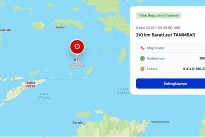 Gempa M5,3 guncang Laut Banda, Maluku, Selasa pagi (5/5/2026), BMKG pastikan tidak berpotensi tsunami dan belum ada laporan kerusakan. 🌊