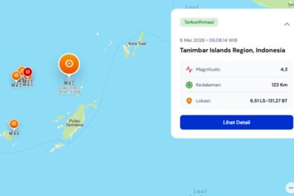 Gempa beruntun guncang Tanimbar pagi ini! Dalam hitungan menit, beberapa getaran terdeteksi dengan magnitudo hingga 4,35