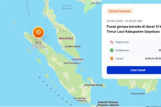 Gempa magnitudo 4,4 mengguncang Gayo Lues, Aceh, Jumat siang, getaran terasa hingga Blangkejeren.