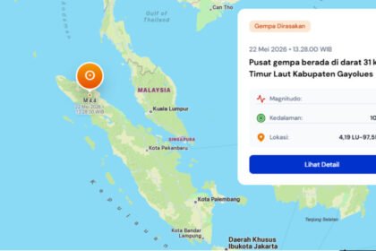 Gempa magnitudo 4,4 mengguncang Gayo Lues, Aceh, Jumat siang, getaran terasa hingga Blangkejeren.
