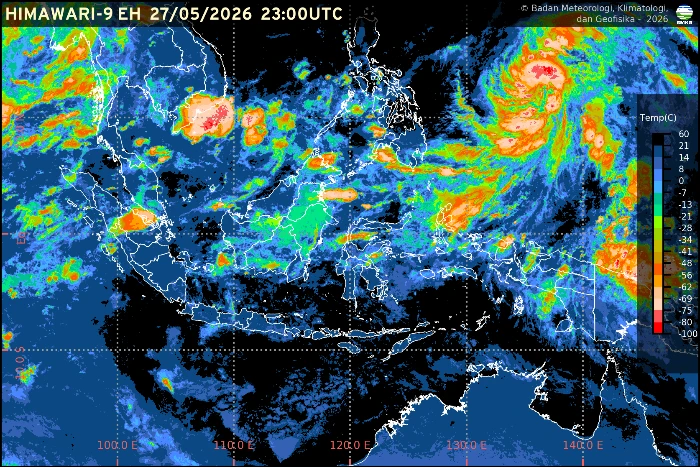 Siklon Tropis Jangmi yang terpantau di utara Papua memicu peningkatan potensi hujan lebat, angin kencang, dan gelombang tinggi di sejumlah wilayah Indonesia menurut prakiraan cuaca BMKG terbaru.