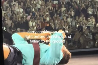 Gimmick Sembur Air Berujung Petaka, Harry Styles Tersedak dan Tumbang Sesaat di Konser London