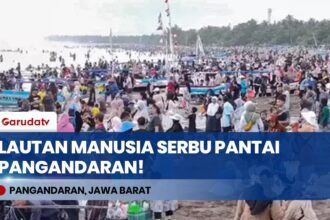 Tembus 48 Ribu Pengunjung! Libur Panjang Sekolah, Pantai Pangandaran Diserbu Lautan Wisatawan
