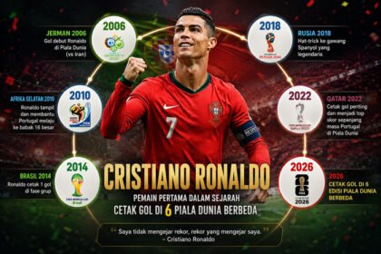 Cristiano Ronaldo mencetak sejarah dengan gol di Piala Dunia 2026 saat Portugal menghadapi Uzbekistan.