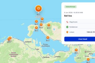 Gempa bumi magnitudo 4,2 mengguncang wilayah Laut Bali pada Sabtu sore, 6 Juni 2026, dengan pusat gempa berada di kedalaman 17 kilometer.