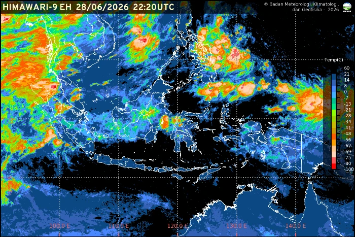 Prakiraan cuaca Indonesia 29 Juni 2026 menunjukkan sejumlah ibu kota provinsi berpotensi diguyur hujan, sementara beberapa wilayah lainnya didominasi kondisi berawan hingga berawan tebal.