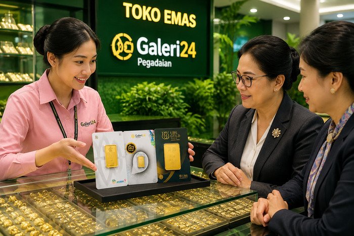 Harga emas Pegadaian hari ini kompak turun untuk produk Antam, Galeri24, dan UBS sehingga menjadi perhatian investor yang memantau pergerakan logam mulia.