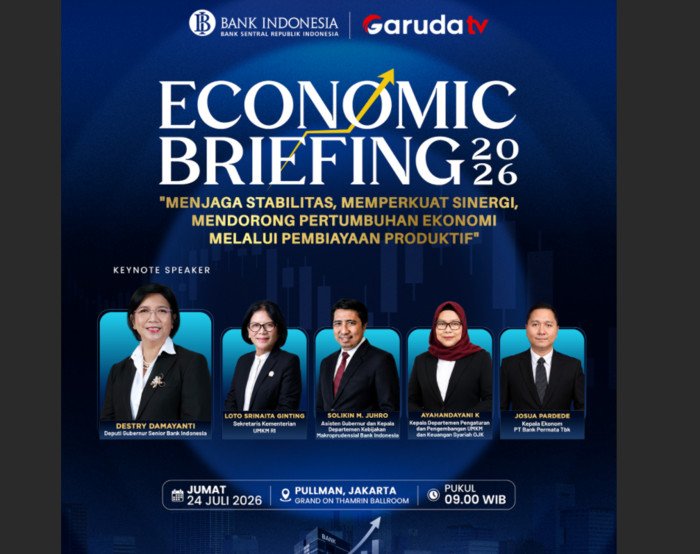 Bank Indonesia dan Garuda TV menggelar Economic Briefing 2026 untuk memperkuat sinergi pembiayaan UMKM demi menjaga stabilitas dan mendorong pertumbuhan ekonomi nasional.