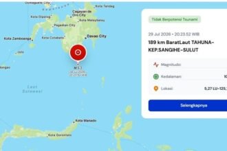 Gempa tektonik M5,3 mengguncang Kepulauan Sangihe, Sulawesi Utara, namun BMKG memastikan peristiwa tersebut tidak berpotensi memicu tsunami.