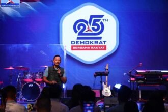 Ketua Umum Partai Demokrat AHY meluncurkan logo HUT ke-25 yang dipilih melalui polling publik sebagai simbol perjalanan dan pengabdian partai.