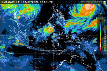 Prakiraan cuaca BMKG untuk Selasa 7 Juli 2026 menunjukkan Jakarta cerah berawan, Bengkulu berpotensi hujan petir, dan sebagian Sumatra diguyur hujan.