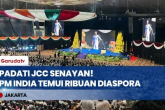 JCC Senayan Gemuruh! PM Narendra Modi Temui Ribuan Diaspora India di Jakarta