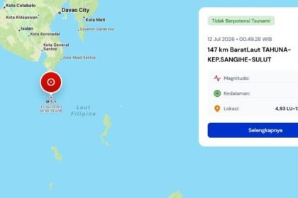 Gempa tektonik mengguncang Kepulauan Sangihe pada Minggu dini hari, BMKG memastikan tidak berpotensi tsunami dan mengimbau warga tetap tenang.