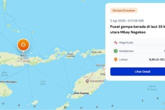 Gempa Magnitudo 4,6 terjadi di laut utara Mbay, Nagekeo, NTT, pada Minggu malam dengan getaran dirasakan di Ende dan Ngada, tanpa laporan kerusakan maupun korban.