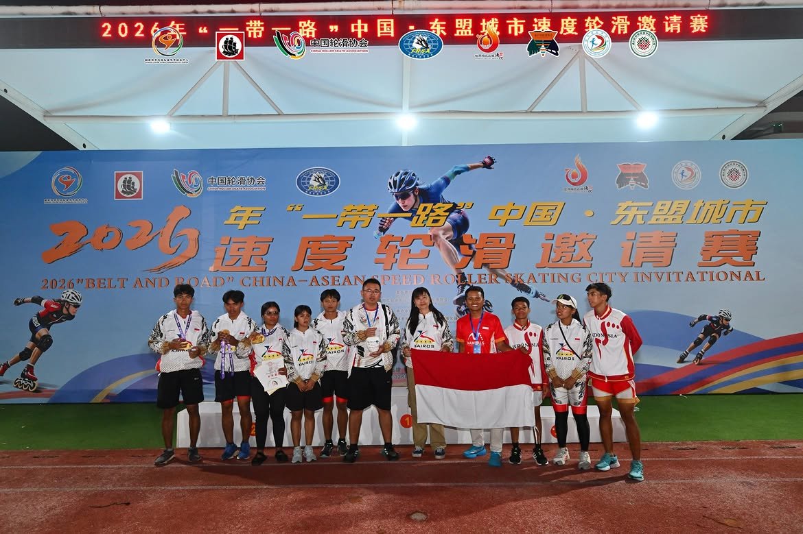 Tim Sepatu Roda Indonesia Tampil Gemilang di China-Asean 2026, Sabet 19 Medali 2 Tim sepatu roda Indonesia Berhasil Meraih 19 Medali (Foto: Instagram pbporserosi.id)