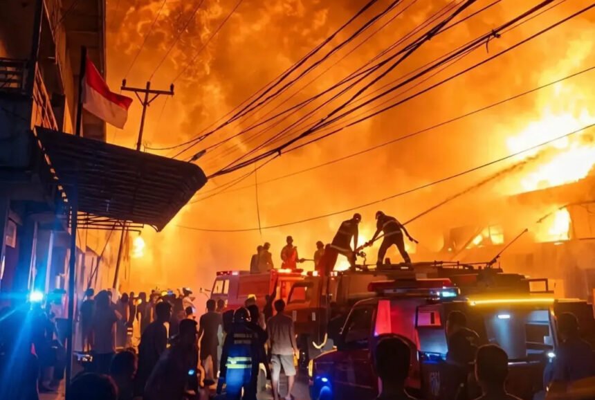 Pasar Sungai Duri Kalimantan Barat Ludes Terbakar, Kerugian Tembus Rp70 Miliar, 50 Ruko Hangus