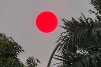 Matahari Merah Pekat Menyala di Langit Palangka Raya akibat Kabut Asap, Sinyal Bahaya Karhutla