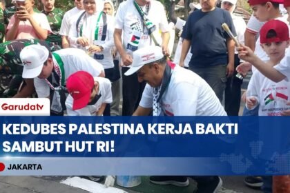 Sambut HUT Ke-81 RI, Kedubes dan Diaspora Palestina Gelar Kerja Bakti Sukarela di Jakarta