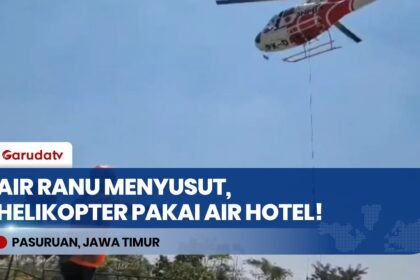Air Ranu Menyusut, Helikopter Pemadam Karhutla Bromo Ambil Air dari Kolam Renang Hotel!
