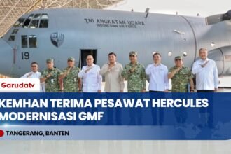 Kemhan Terima Pesawat Hercules C-130H Hasil Modernisasi Industri Dalam Negeri PT GMF
