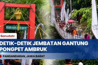 Mencekam! Detik-Detik Jembatan Gantung Pongpet Ambruk Saat Diresmikan di Pangandaran