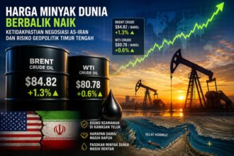 Harga minyak dunia kembali menguat setelah sempat anjlok tajam, sementara ketidakpastian hubungan Amerika Serikat dan Iran terus menjadi perhatian pasar energi global.