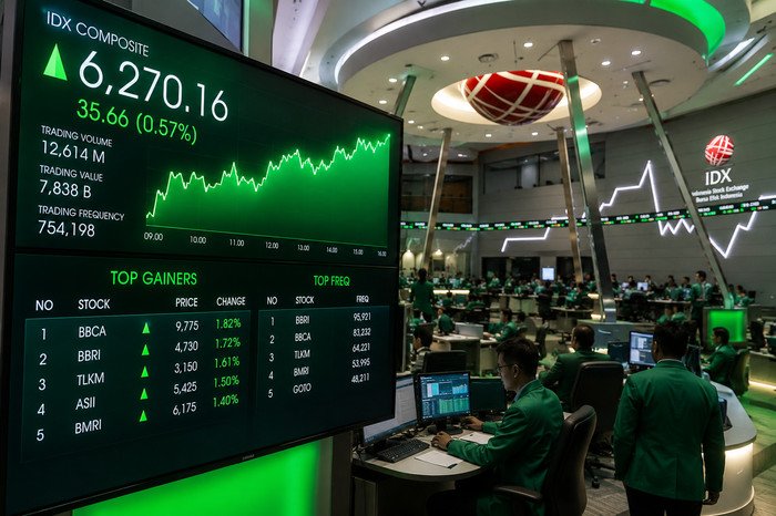 IHSG menguat ke level 6.270,16 pada perdagangan Selasa didorong kinerja keuangan emiten kuartal II-2026, membaiknya PMI manufaktur, serta optimisme terhadap ekonomi Indonesia.