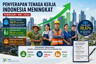 BPS mencatat penyerapan tenaga kerja bertambah 522 ribu orang sepanjang Februari-Mei 2026 dengan sektor pertanian menjadi penyumbang terbesar pertumbuhan pekerja.