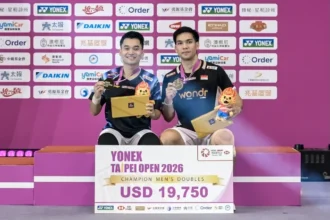 Leo Rolly Carnando dan Daniel Marthin sukses mempersembahkan satu-satunya gelar Indonesia di Taipei Open 2026 setelah mengalahkan pasangan Malaysia pada partai final.
