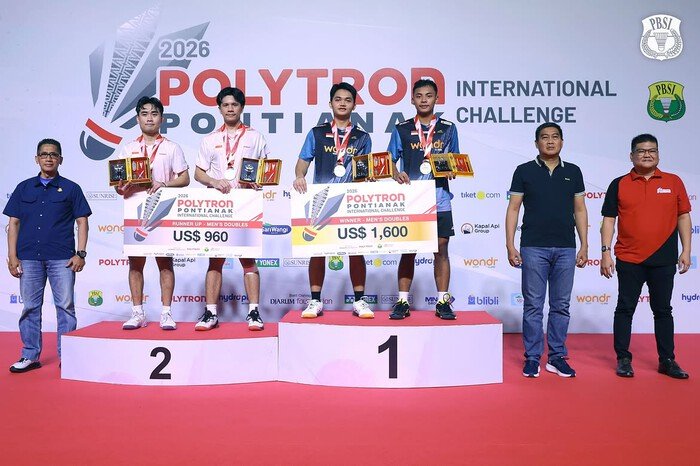 Wahyu Agung Prasetyo/Pulung Ramadhan menjadi juara POLYTRON Pontianak International Challenge 2026 setelah mengalahkan Yeremia/Patra di final.