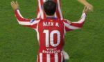 Alex Baena merayakan golnya saat Atletico Madrid mengalahkan Sevilla 3-1 dalam lanjutan Liga Spanyol.