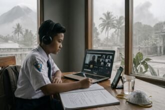 Tidak Cuma Jakarta, Sekolah di Bogor Terapkan PJJ imbas Abu Vulkanik (Foto: GeminiAI)