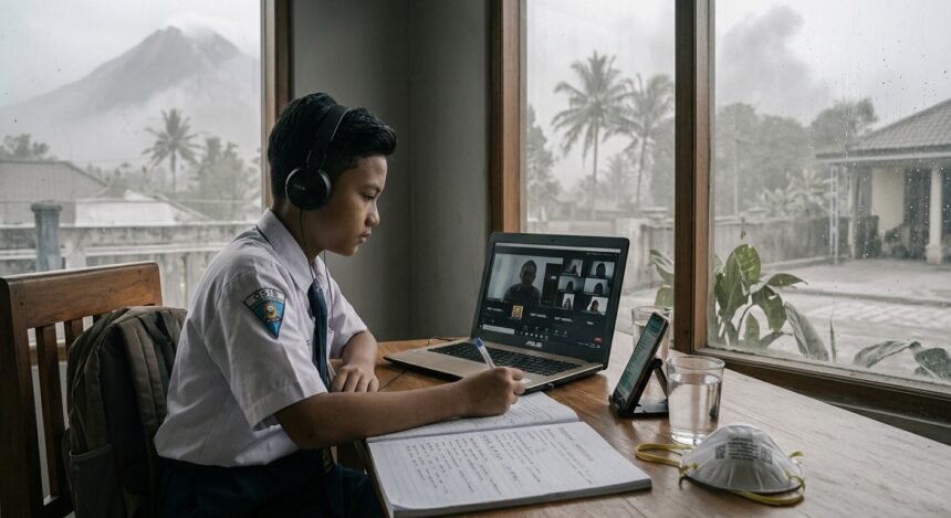 Tidak Cuma Jakarta, Sekolah di Bogor Terapkan PJJ imbas Abu Vulkanik (Foto: GeminiAI)