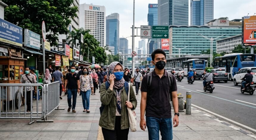 Kasus ISPA Jakarta Naik 15,7 Persen, Dinkes Imbau Warga Pakai Masker (Foto: GeminiAI)
