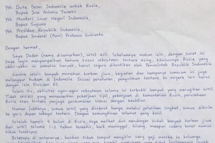 WNI Terjebak Jadi Tentara Rusia, Kirim Surat Terbuka Minta Tolong Dipulangkan ke Indonesia