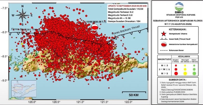 BMKG Catat 14.236 Gempa Susulan di NTT, 38 Berkekuatan di Atas M5 (Foto: BMKG)