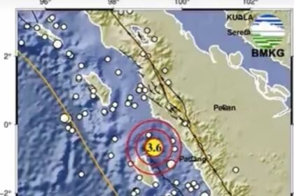 Gempa M3,6 Guncang Barat Daya Agam, Sumatera Barat (Foto: BMKG)