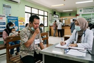 Dampak Erupsi Anak Krakatau, Puluhan Warga Pandeglang Terserang ISPA (Foto: GeminiAI)