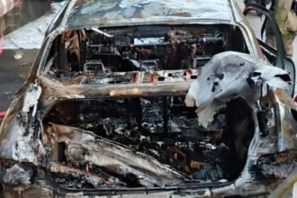 Tabrak Separator Busway di Slipi, Hyundai Ioniq 6 Ludes Terbakar akibat Korsleting
