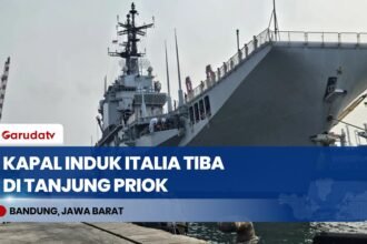 Disambut Menhan & KASAL, Kapal Induk Giuseppe Garibaldi Resmi Berganti Nama Jadi KRI Sriwijaya