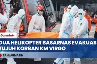 Dua Helikopter Basarnas Evakuasi 7 Korban KM Virgo Transport 8 ke Banjarmasin