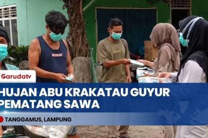 Hujan Abu Vulkanik Gunung Anak Krakatau Guyur Pematang Sawa Tanggamus, Langit Jadi Redup